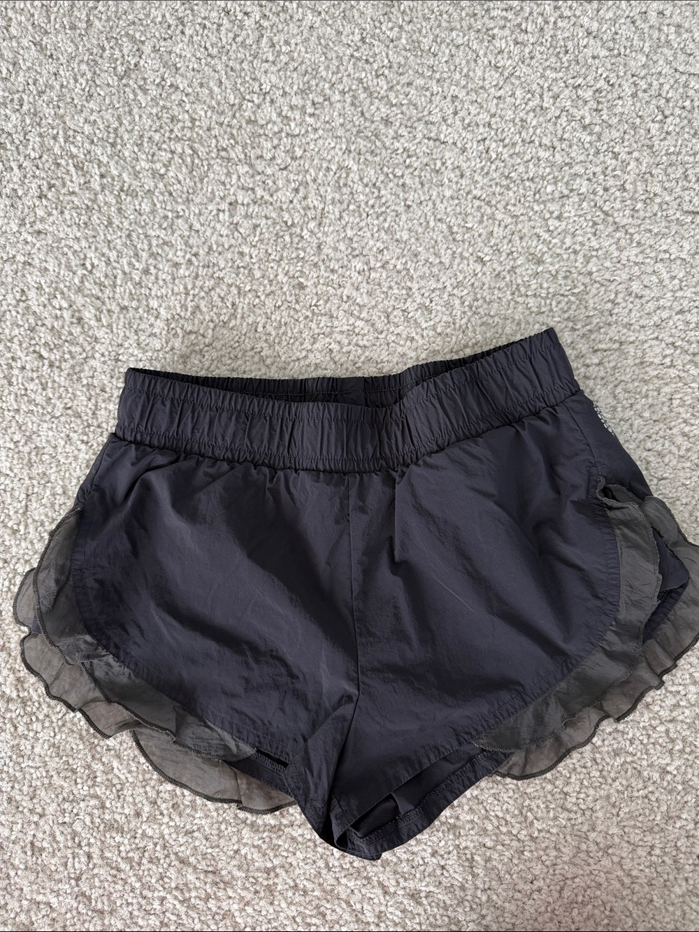 FP Movement by Free People Black Ruffle-Trim Sleep Shorts
